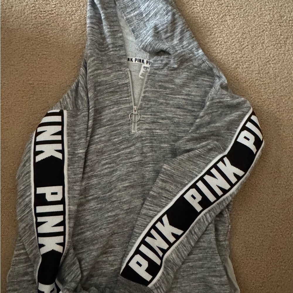 PINK Victoria's Secret Women's Gray Half-Zip Sweater